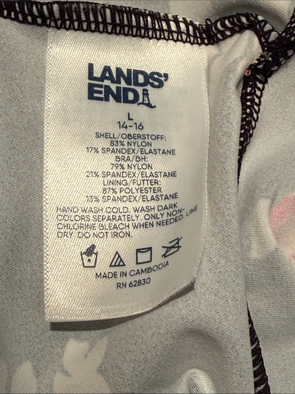 Black Floral Tankini Top with Pink & White Blooms